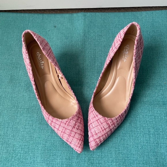 Angelica Pink Tweed Heels - Picture 5 of 8